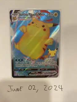 Surfing Pikachu VMAX 009/025 Celebrations Full Art Ultra Rare Pokemon 2021 NM - Image 1