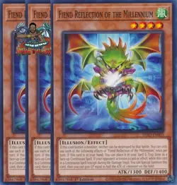 Yugioh! 3x Fiend Reflection of the Millennium INFO-EN005 Common 1st Ed NM - Image 1