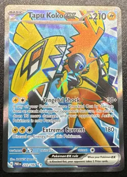Pokemon TCG Tapu Koko EX Full Art Holo Card 222/182 S&V Paradox Rift Ultra Rare - Image 1