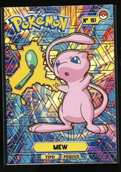 MEW #151 - Card Tops Pokedex Database - Pokemon *GOLD HOLO FOIL DESIGN* - Image 1
