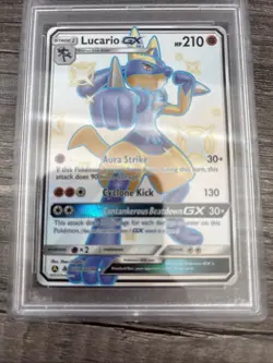 2019 Pokemon Sun & Moon Lucario GX Hidden Fates PSA 10 Card - Image 4