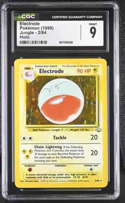 CGC 9 MINT Electrode 1999 Jungle 2/64 Holo Pokemon Card - Image 1