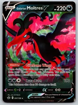Galarian Moltres V 097/198 SWSH06: Chilling Reign NM Pokemon Card TCG - Image 1