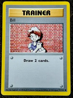 1999 Pokemon Base Set Trainer Bill Shadowless Common 91/102 NM - Image 2