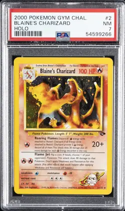 2000 POKEMON GYM CHALLENGE HOLO #2 BLAINE'S CHARIZARD PSA 7 - Image 1