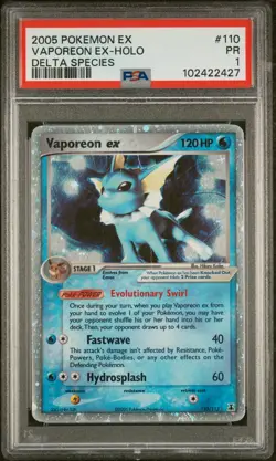 2005 POKEMON EX DELTA SPECIES #110 VAPOREON EX-HOLO PSA 1 - Image 1