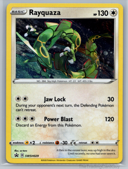 Pokemon TCG: Rayquaza SWSH029 Black Star Promo Cosmos Holo NM - Image 1