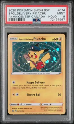 2020 POKEMON SWSH BLACK STAR PROMO #074 SPECIAL DELIVERY PIKACHU-HOLO PSA 9 - Image 1