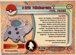 NIDORAN #29, Series 1 - 2000, Topps TV Animation Edition Chrome Pokemon Card - Image 5