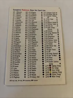 Pokemon Card Lists Booklet For TCG Wizards WoTC Vintage Base Set/Jungle/Fossil - Image 2