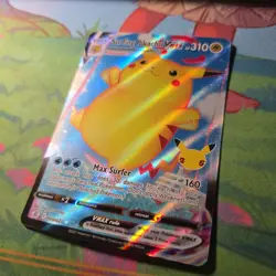 Pokemon Celebrations Surfing Pikachu VMAX Holo Ultra Rare Card 009/025 - Image 3