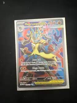 Mega Lucario EX Pokemon Card Holo Rare 340 HP Aura Jab Mega Brave - Image 1