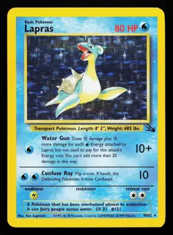 Lapras 10/62 Holo Rare Fossil Pokemon Card - Image 1