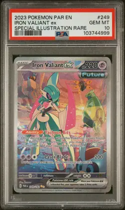 2023 POKEMON PAR EN-PARADOX RIFT #249 IRON VALIANT EX PSA 10 - Image 1