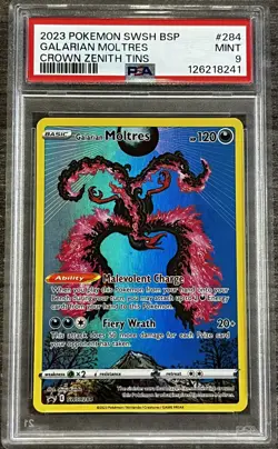 2023 Pokemon Swsh Black Star Promo Crown Zenith Tin Galarian Moltres #284 PSA 9 - Image 1