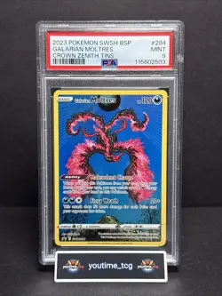 2023 Pokemon Swsh Black Star Promo Crown Zenith Tin Galarian Moltres #284 PSA 9 - Image 1