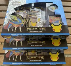 3 Pokemon TCG: Celebrations Deluxe Pin Collection - Zacian LV.X - Factory Sealed - Image 2