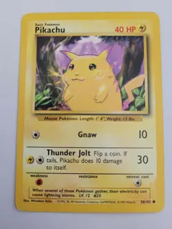 1999 Pokemon TCG Base Set Pikachu Card 58/102 Vintage - Image 3
