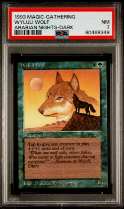 1993 MTG Magic The Gathering Arabian Nights Dark Vintage Wyluli Wolf PSA 7 - Image 1