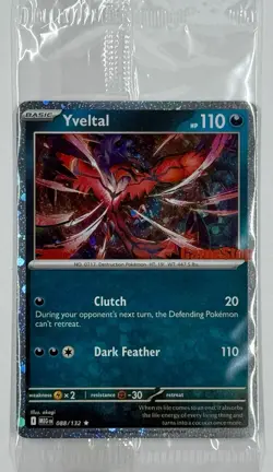 New Sealed Yveltal 088/132 Reverse Holo Mega Evolution Pokemon GameStop Promo - Image 1