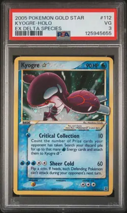 2005 POKEMON EX DELTA SPECIES GOLD STAR #112 KYOGRE-HOLO PSA 3 - Image 1