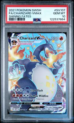 2021 POKEMON SWORD & SHIELD SHINING FATES #SV107 FULL ART/CHARIZARD VMAX PSA 10 - Image 1