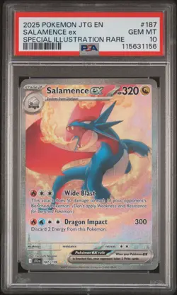 2025 POKEMON JTG EN-JOURNEY TOGETHER #187 SALAMENCE EX PSA 10 - Image 1