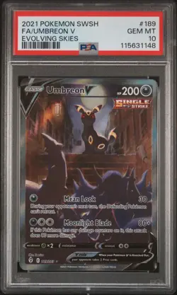 2021 POKEMON SWORD & SHIELD EVOLVING SKIES #189 FULL ART/UMBREON V PSA 10 - Image 1