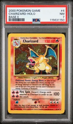 2000 POKEMON BASE SET 2 #4 CHARIZARD-HOLO PSA 7 - Image 1