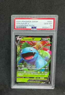 Pokemon SWSH Venusaur V Smiling Venusaur V 1/73 Ultra Rare Holo Foil PSA 10 MINT - Image 1