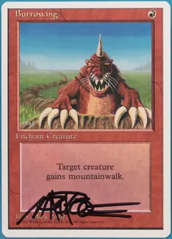 Burrowing 4th Edition NM Red Uncommon SIGNED MAGIC CARD (ID# 418858) ABUGames - Image 1