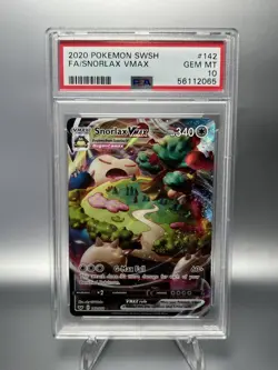 2020 POKEMON SWORD & SHIELD #142 FULL ART/SNORLAX VMAX PSA 10 - Image 1