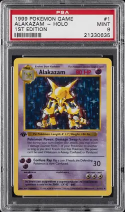 1999 POKEMON BASE SET 1ST EDITION #1 ALAKAZAM-HOLO PSA 9 - Image 1
