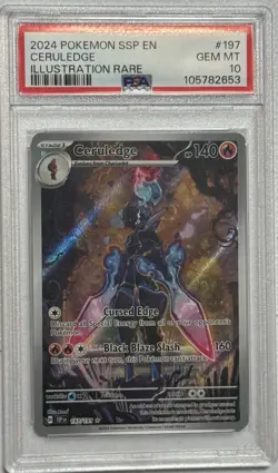 2024 POKEMON SSP EN-SURGING SPARKS ILLUSTRATION RARE #197 CERULEDGE PSA 10 - Image 1
