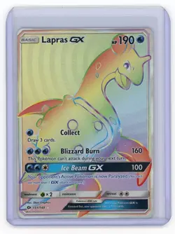 Lapras GX (Secret) 151/149 Pokemon Sun & Moon Base Set PSA 10 Contender - Image 1