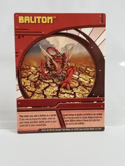 Bakugan Battle Brawlers Ability Card Red Baliton 2/4m Trap 2009 - Image 1