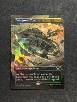 1x MTG FOIL Overgrown Tomb (Borderless) Unfinity #284 Modern Rare NM - Image 1