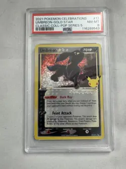 2021 POKEMON CELEBRATIONS CLASSIC COLLECTION #17 UMBREON-GOLD STAR PSA 8 - Image 1