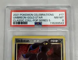 2021 POKEMON CELEBRATIONS CLASSIC COLLECTION #17 UMBREON-GOLD STAR PSA 8 - Image 2
