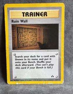 Ruin Wall 74/75 Neo Discovery Regular Pokemon TCG Heavily Played Damaged - Image 1