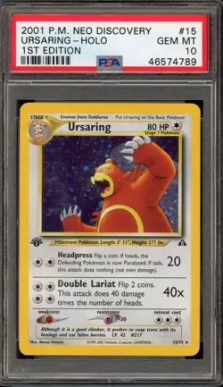 Pokemon Ursaring Neo Discovery 1st Edition Holo Rare #15 PSA 10 Gem Mint - Image 1