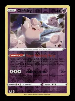 Clefairy Reverse Holo Common SWSH11: Lost Origin 062/196 NM Pokemon LP - Image 1