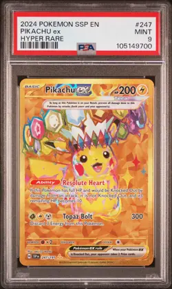2024 POKEMON SSP EN-SURGING SPARKS HYPER RARE #247 PIKACHU EX PSA 9 - Image 1