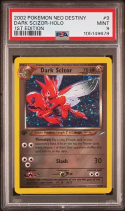 2002 POKEMON NEO DESTINY 1ST ED #9 DARK SCIZOR-HOLO PSA 9 - Image 1
