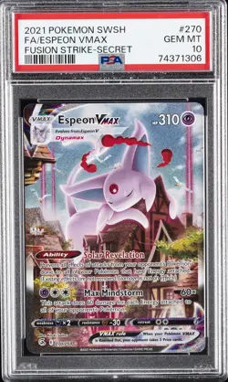 2021 POKEMON SWORD & SHIELD FUSION STRIKE SECRET FULL ART/ESPEON VMAX PSA 10 - Image 1