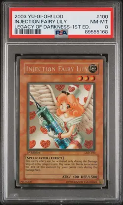 Injection Fairy Lily LOD 1st Ed PSA 8 Faded Secret Rare #100 Yugioh 2003 - Image 1