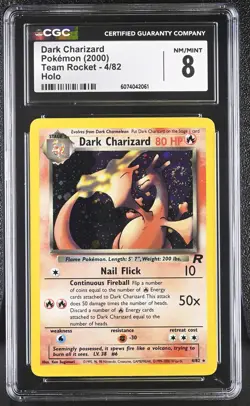 CGC 8 Dark Charizard 2000 Team Rocket 4/82 Holo SWIRL Pokemon Card - Image 1