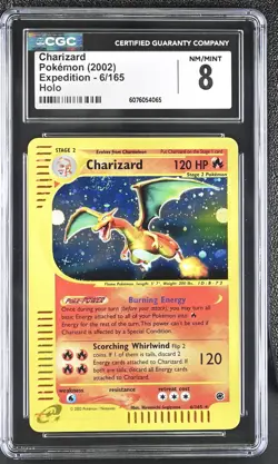 CGC 8 Charizard 2002 Expedition 6/165 Holo SWIRL Pokemon Card - Image 1