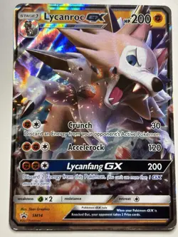 Pokemon TCG Lycanroc GX SM14 Sun & Moon Black Star Promo LP - Image 1