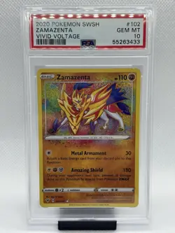 2020 PSA 10 Zamazenta 102/185 SWSH Vivid Voltage Holo Amazing Rare Pokemon TCG - Image 1